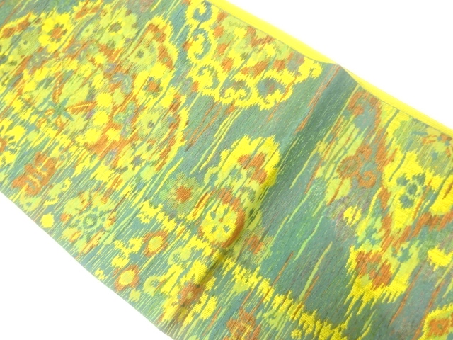 JAPANESE KIMONO / NAGOYA OBI / SILK / WOVEN FLOWERS